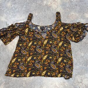Shyanne Black and Yellow Paisley Blouse